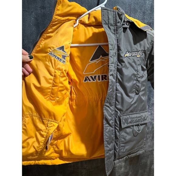 Avirex Tactical Systems Reversible Down Coat Yellow Grey Zip Size 3T - Picture 5 of 11